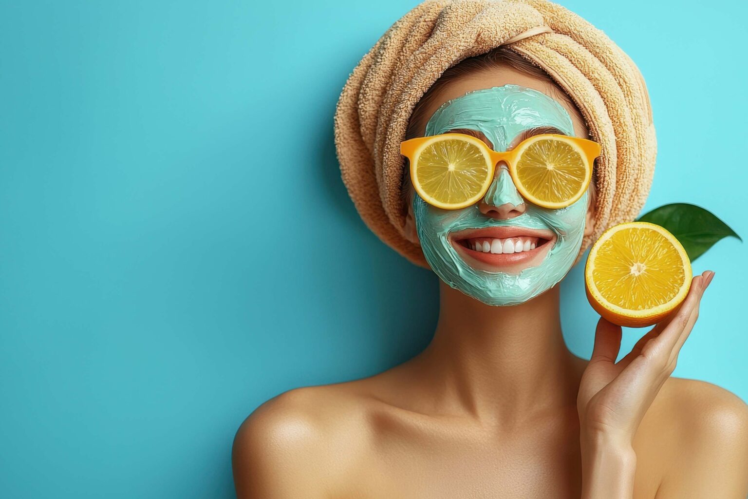 ragazza con una maschera al viso per un trattamento estetico alla vitamina c