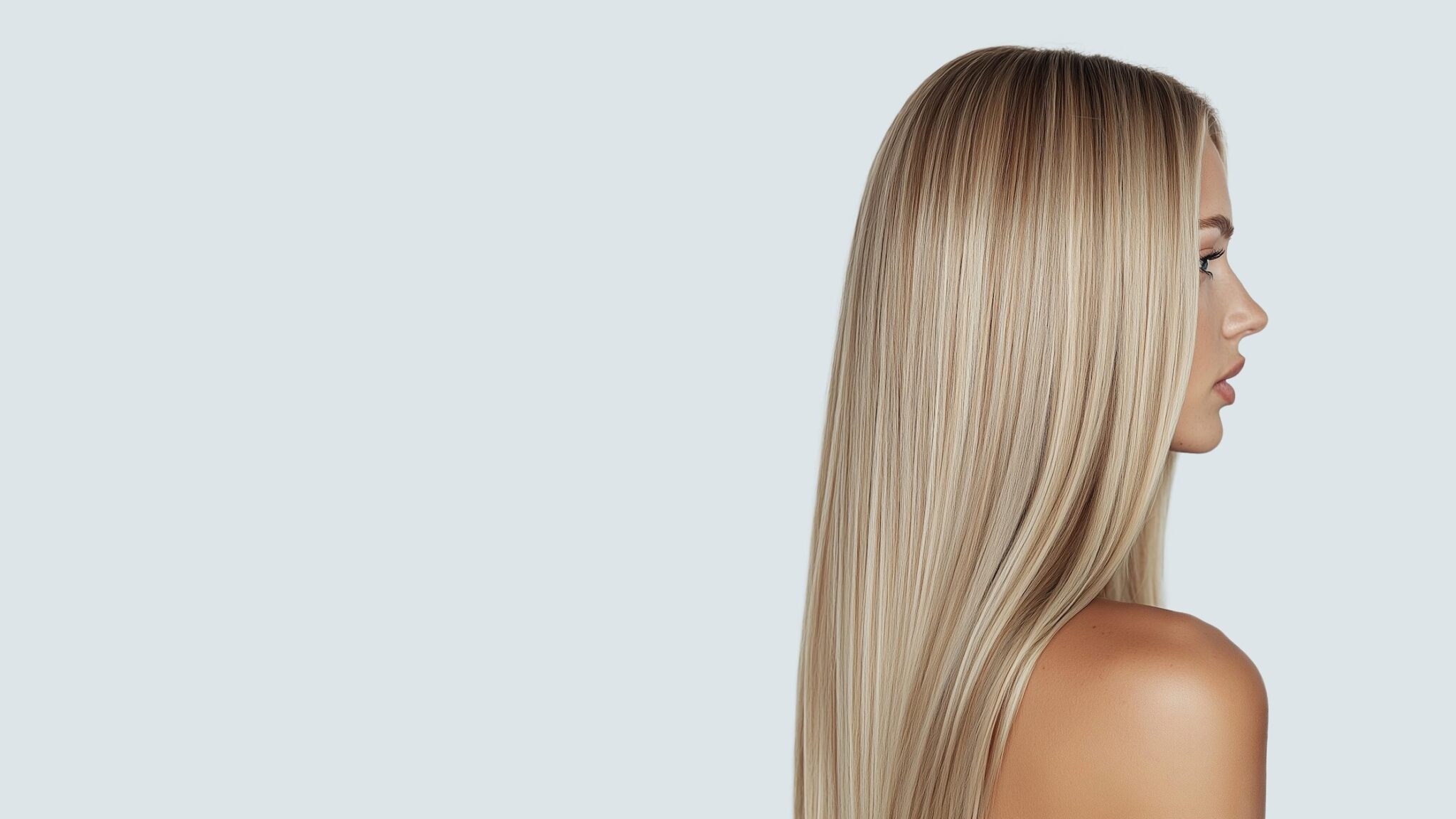 Donna con capelli biondi e babylight naturale durante trattamento in salone parrucchiere a Milano