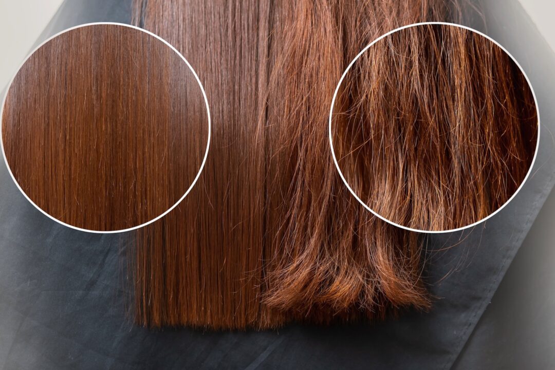 capelli al confronto con prima e dopo l'uso continuo di shampoo