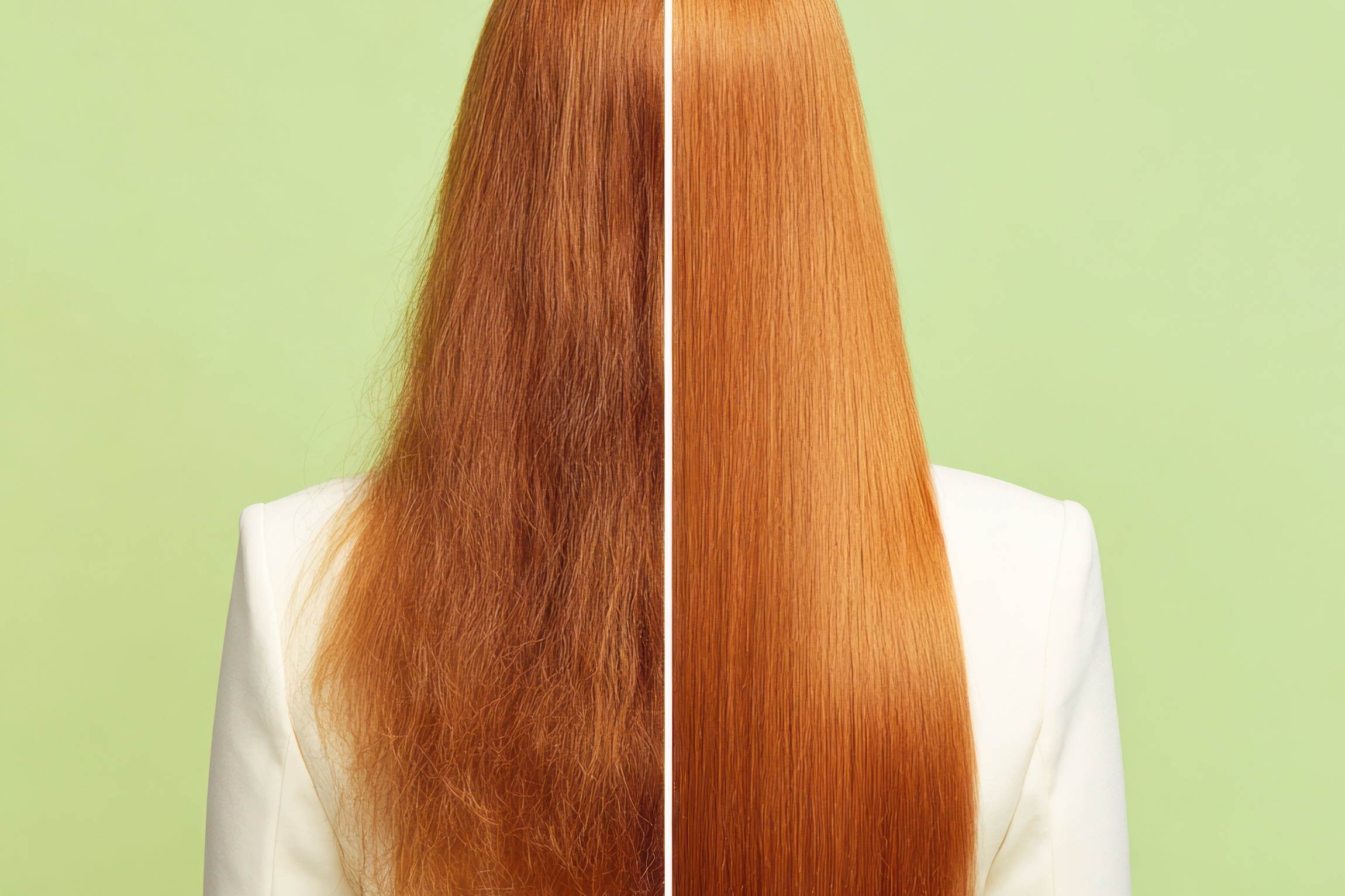 Capelli a paragone con uso di piastra tutti i giorni e capelli sani senza uso piastra continuo